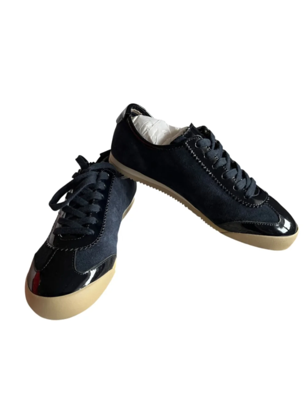 Tory Burch Murphy Navy Blue Suede NWT Patent Leather Sneakers 6